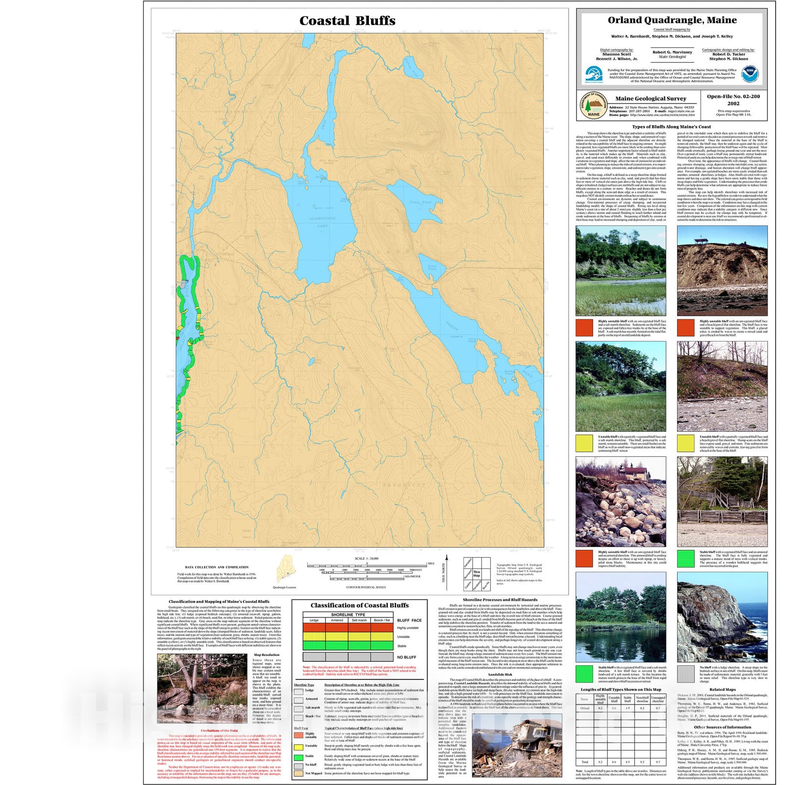 Map : Coastal Bluffs in the Orland Quadrangle, Maine, 2002 Cartography Wall Art :