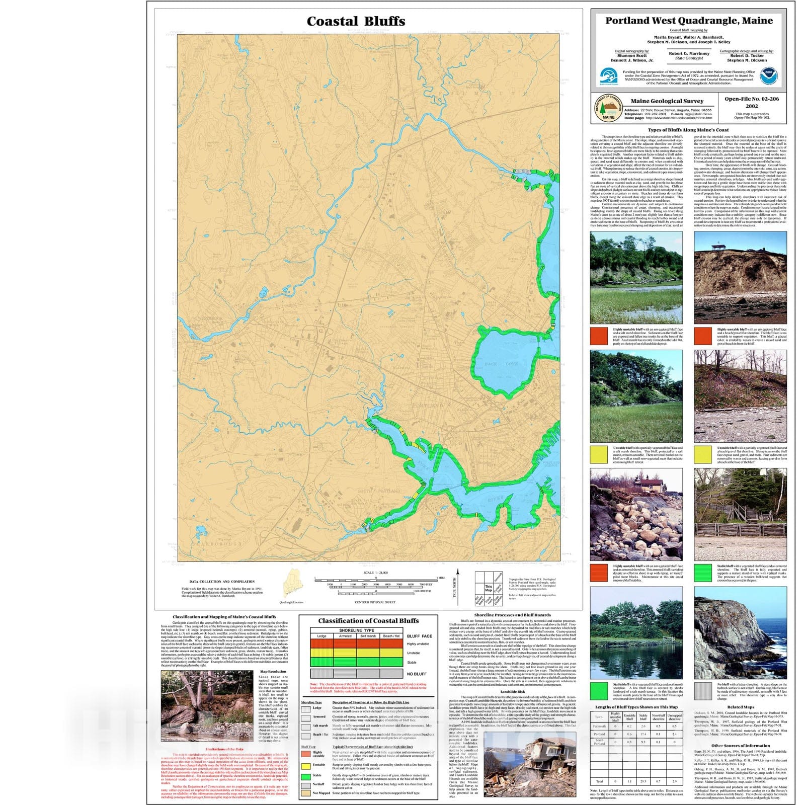 Map : Coastal Bluffs in the Portland West Quadrangle, Maine, 2002 Cartography Wall Art :