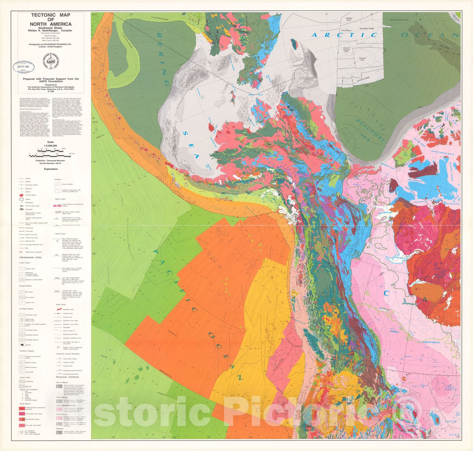Map Tectonic map of North America, 1992 Cartography Wall Art
