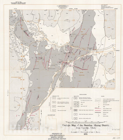 Map : Reconnaissance study of the Stateline mining district, Iron county, Utah, 1975 Cartography Wall Art :