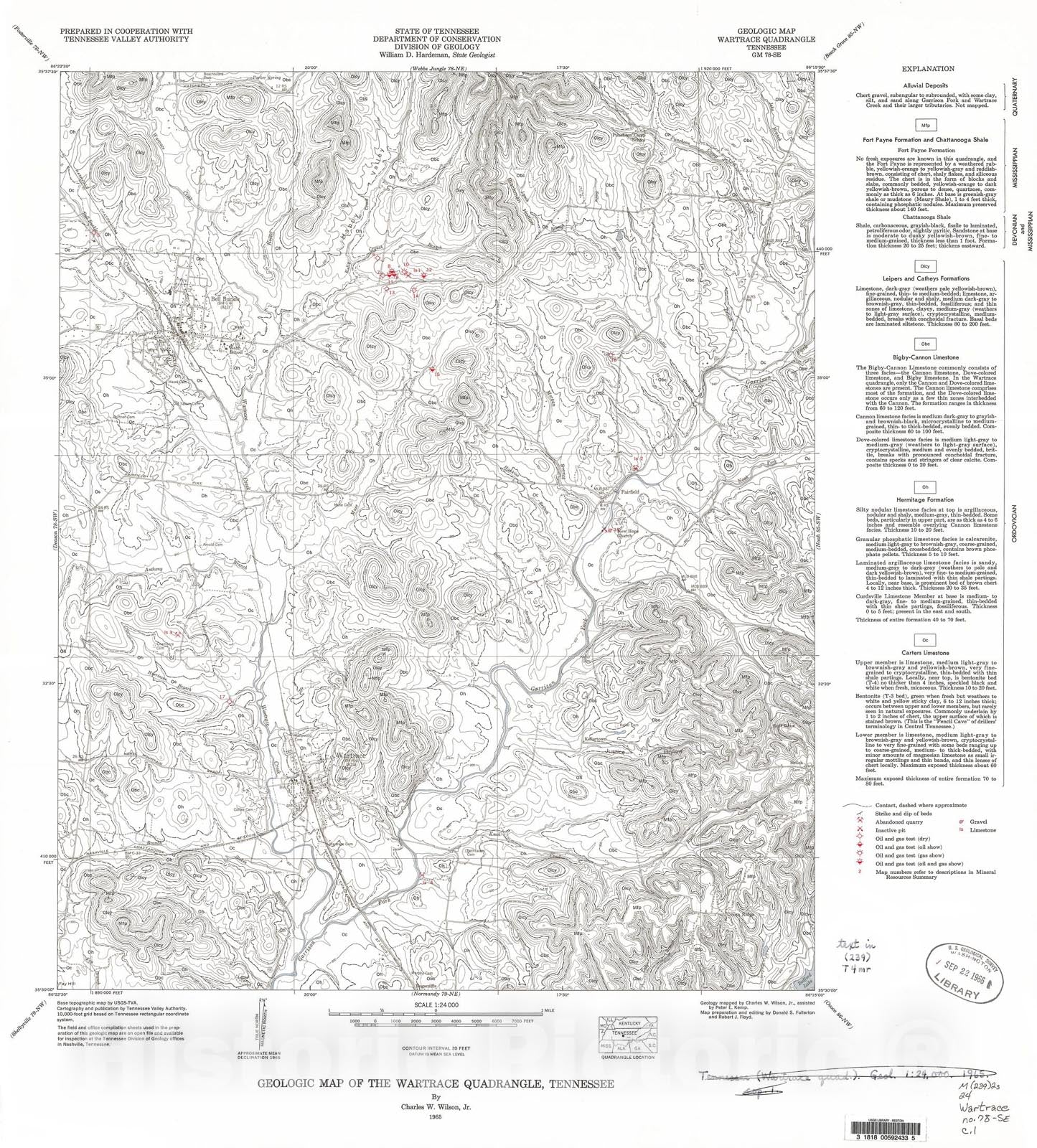Map : Geologic Map and Mineral Resources Summary of the Wartrace Quadr ...