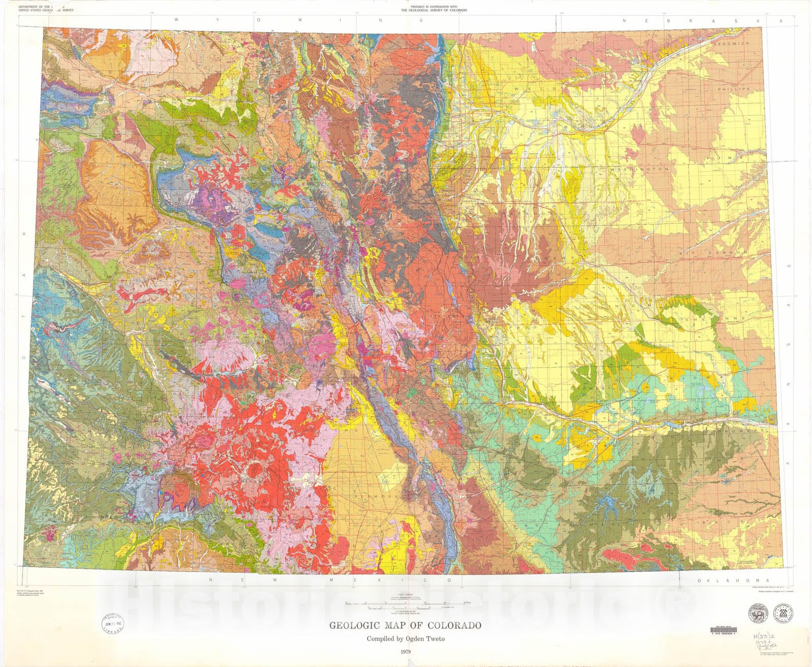 Map : Geologic map of Colorado, 1979 Cartography Wall Art :