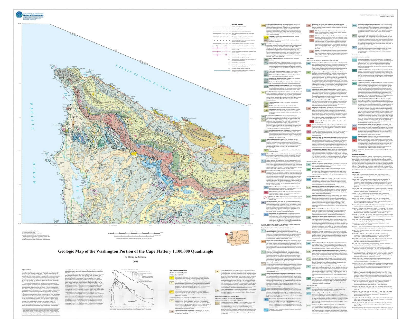 Map : Geologic map of the Washington portion of the Cape Flattery 1:100,000 quadrangle, 2003 Cartography Wall Art :