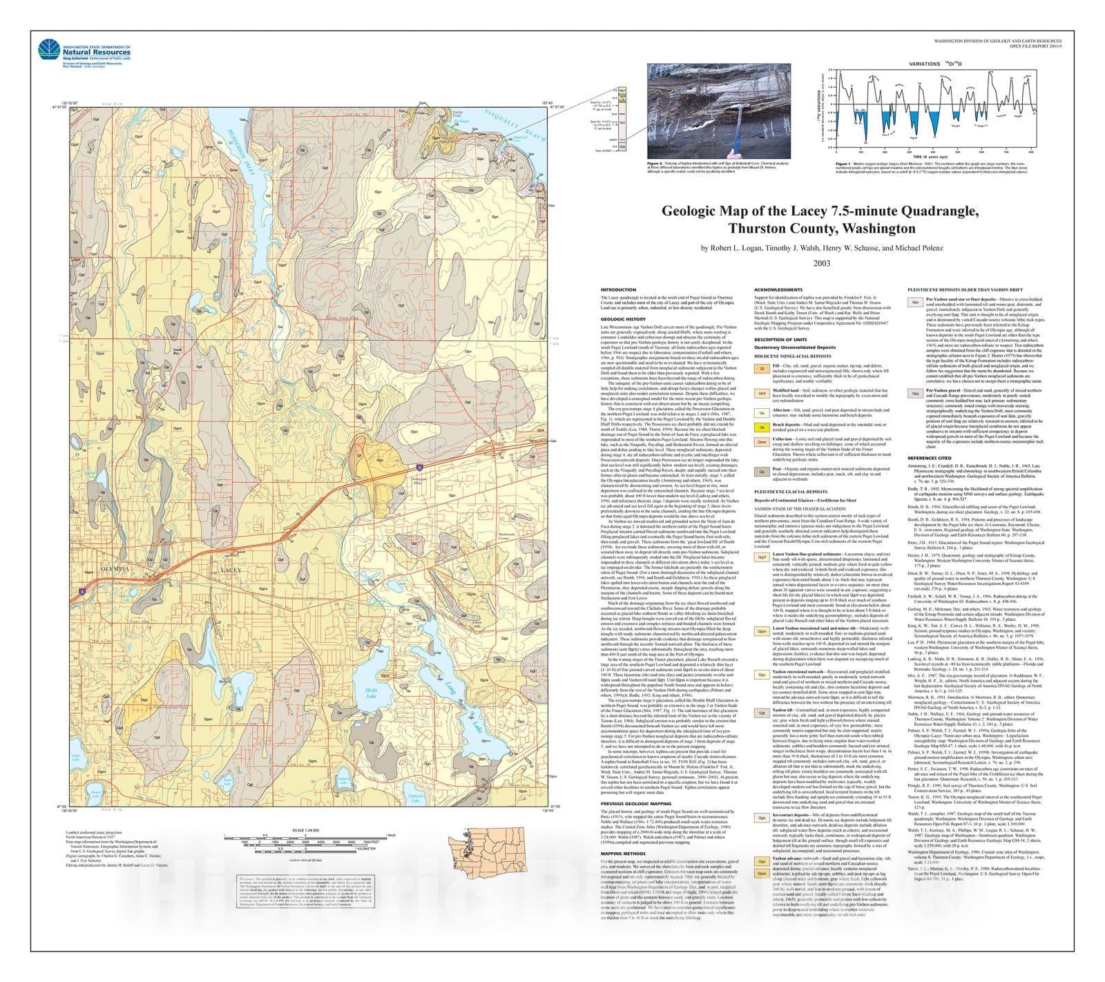 Map : Geologic map of the Lacey 7.5-minute quadrangle, Thurston County, Washington, 2003 Cartography Wall Art :