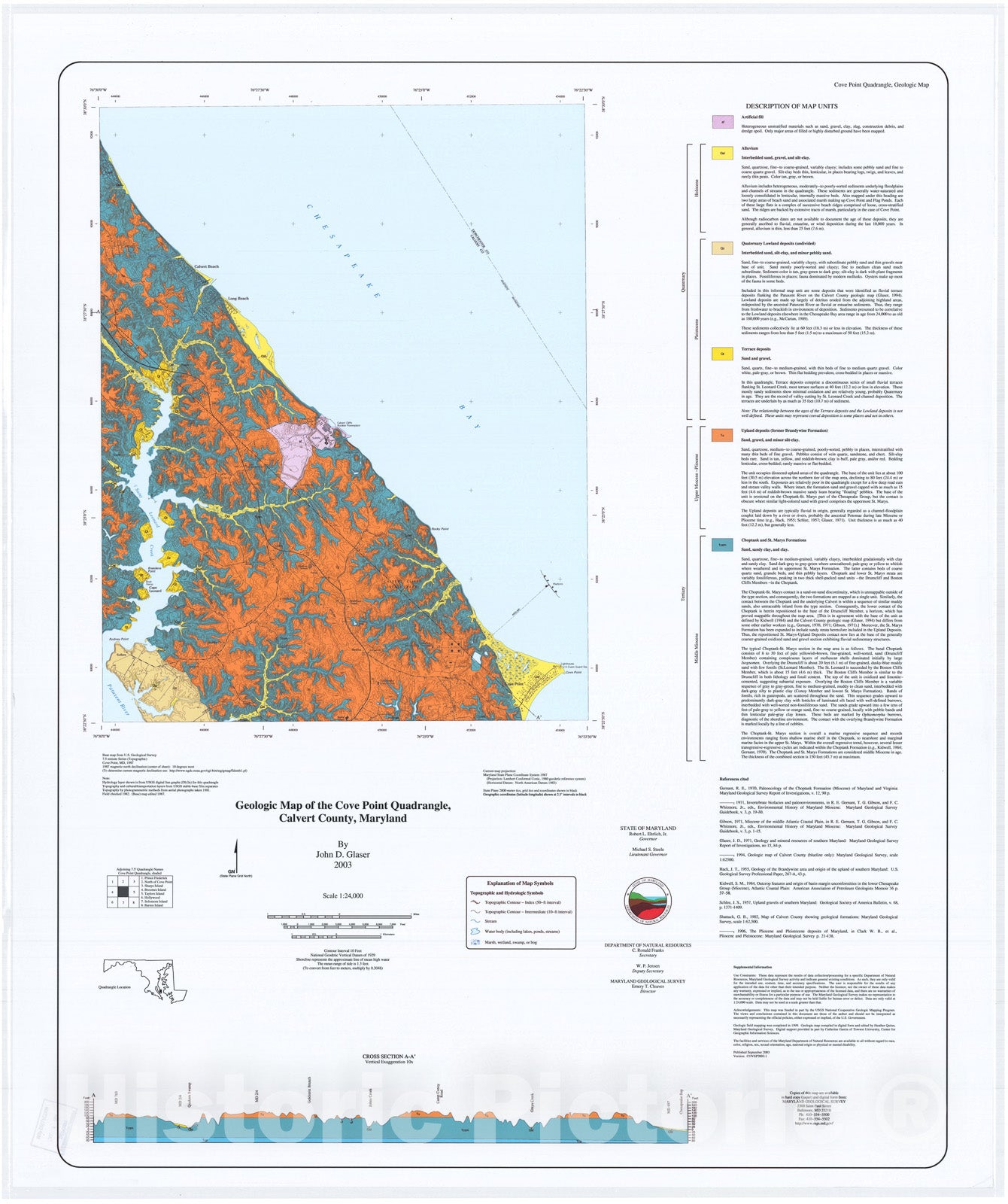 Map : Geologic map of the Cove Point quadrangle, Calvert County, Maryland, 2003 Cartography Wall Art :