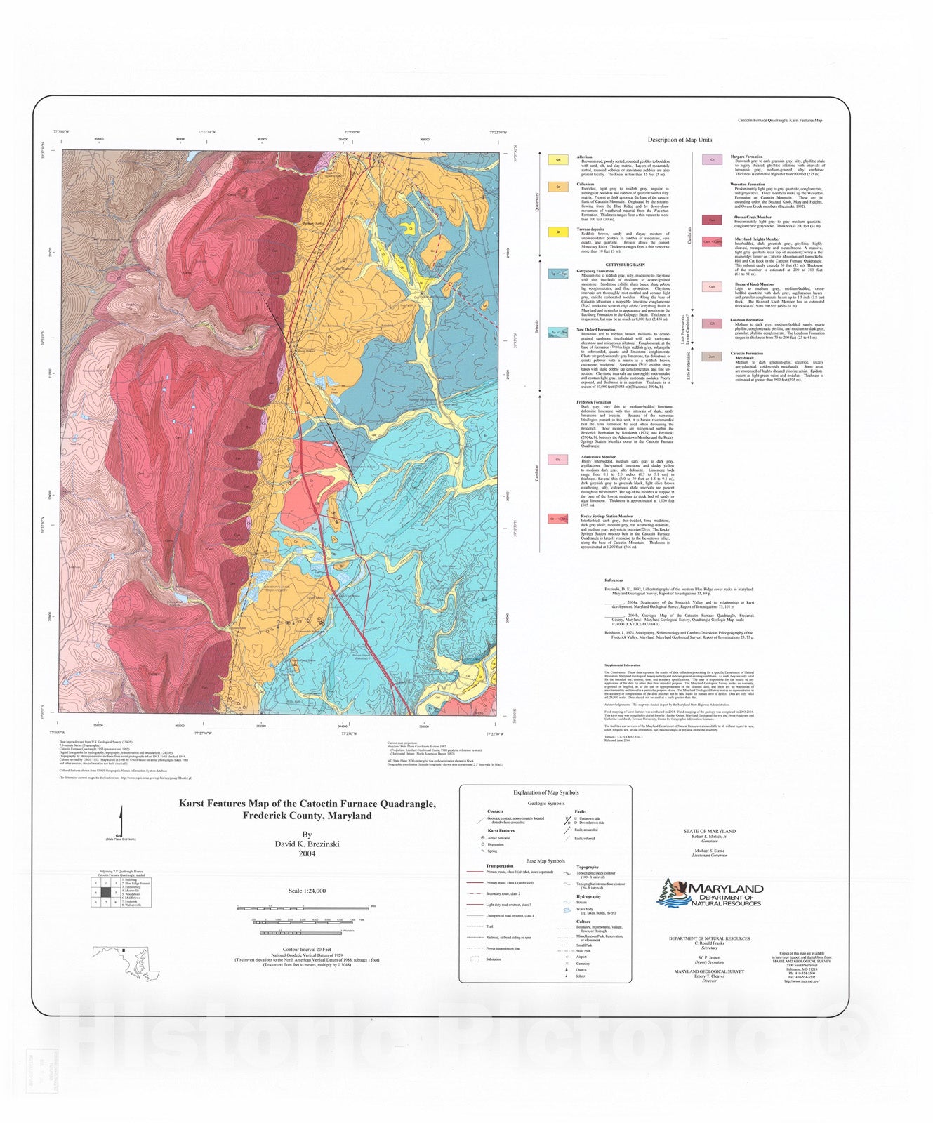 Map : Karst features of the Catoctin Furnace quadrangle, Frederick County, Maryland, 2004 Cartography Wall Art :