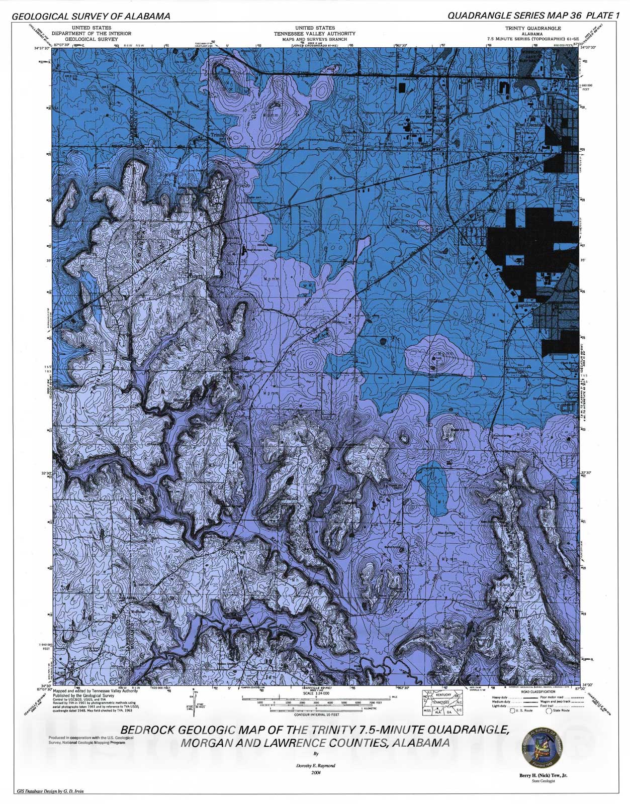 Map : Geology of the Trinity 7.5-minute quadrangle, Morgan and Lawrence Counties, Alabama, 2004 Cartography Wall Art :