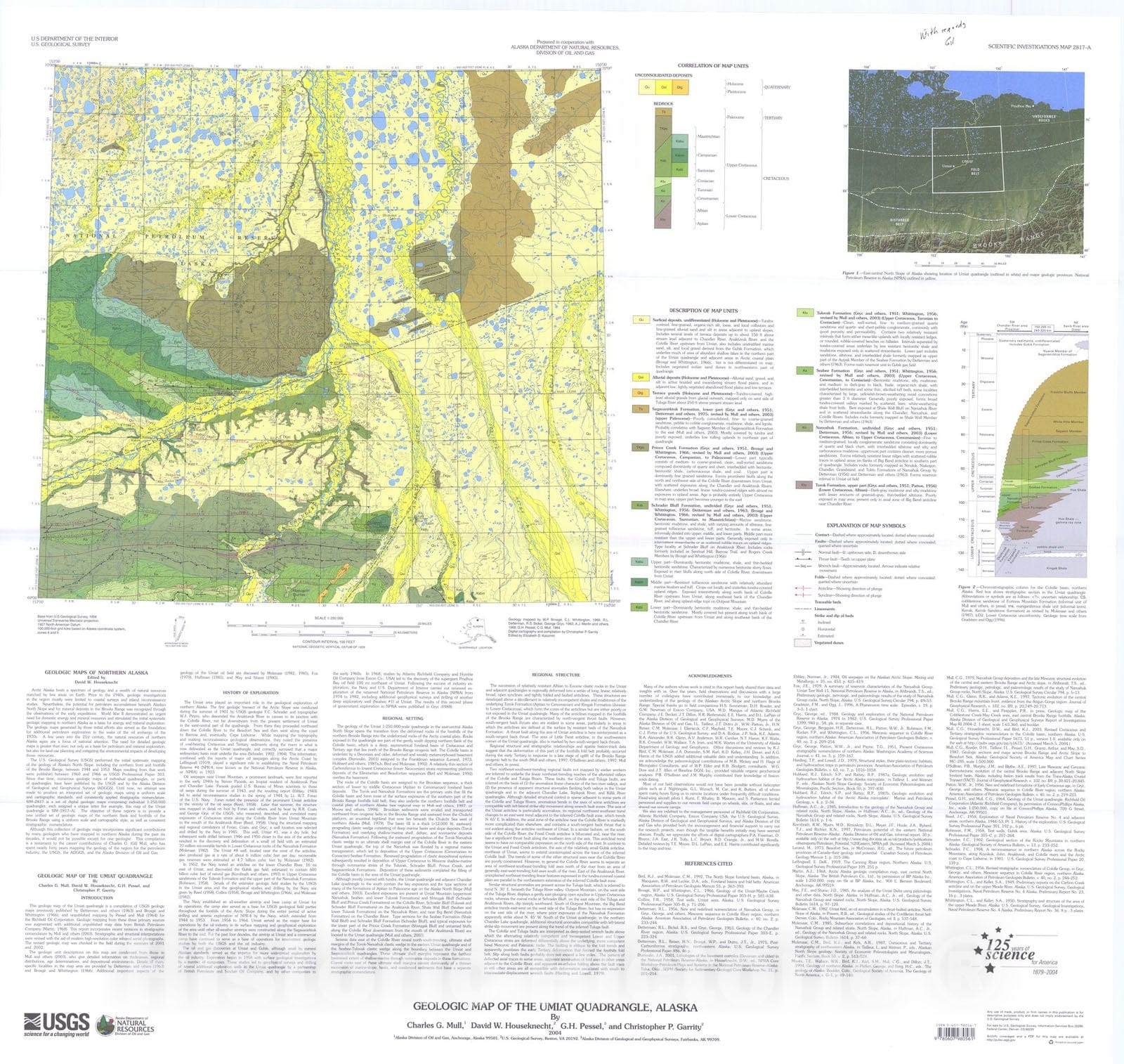 Map : Geologic map of the Umiat quadrangle, Alaska, 2004 Cartography Wall Art :
