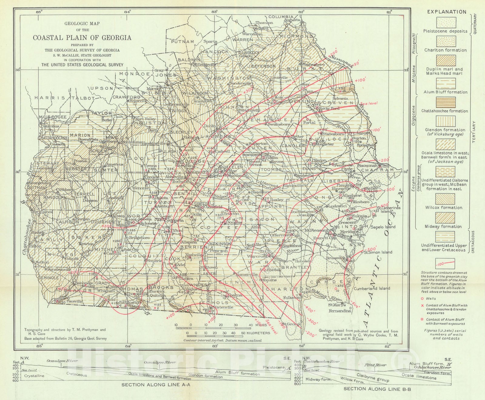 Map : Petroleum and natural gas possibilities in Georgia, 1923 Cartography Wall Art :