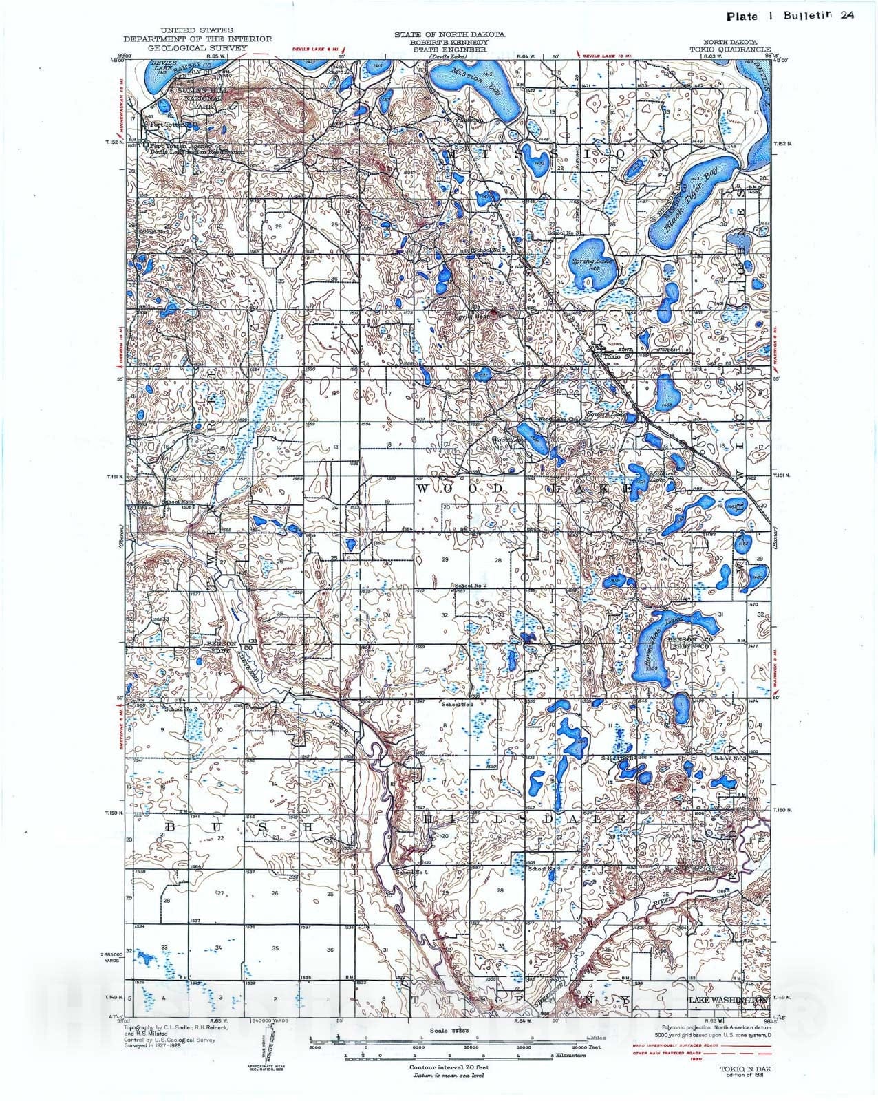 Map : The geology of the Tokio quadrangle [Benson, Eddy, and Ramsey Counties, North Dakota], 1949 Cartography Wall Art :