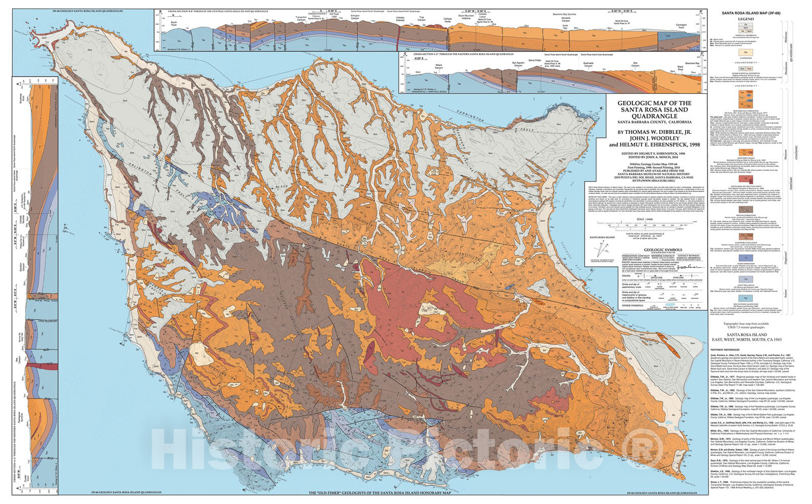 Map : Geologic map of Santa Rosa Island, Santa Barbara County, California, 1998 Cartography Wall Art :
