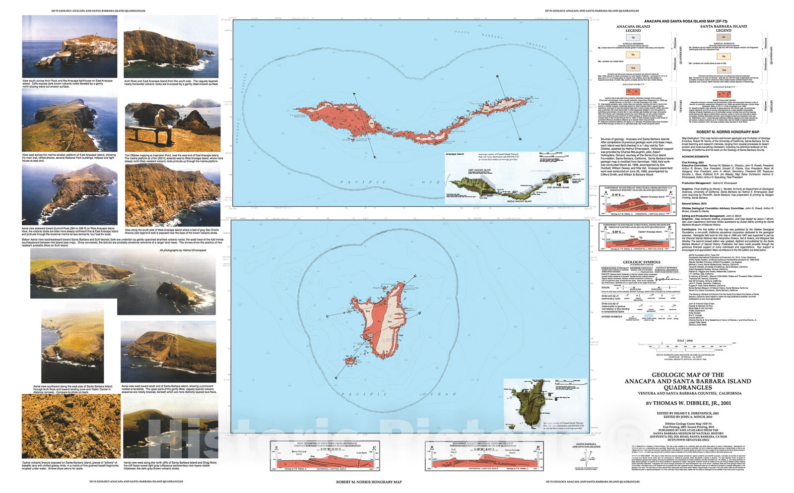 Map : Geologic map of Anacapa and Santa Barbara Islands, Channel Islands National Park, Ventura and Santa Barbara Counties, California, 2001 Cartography Wall Art :