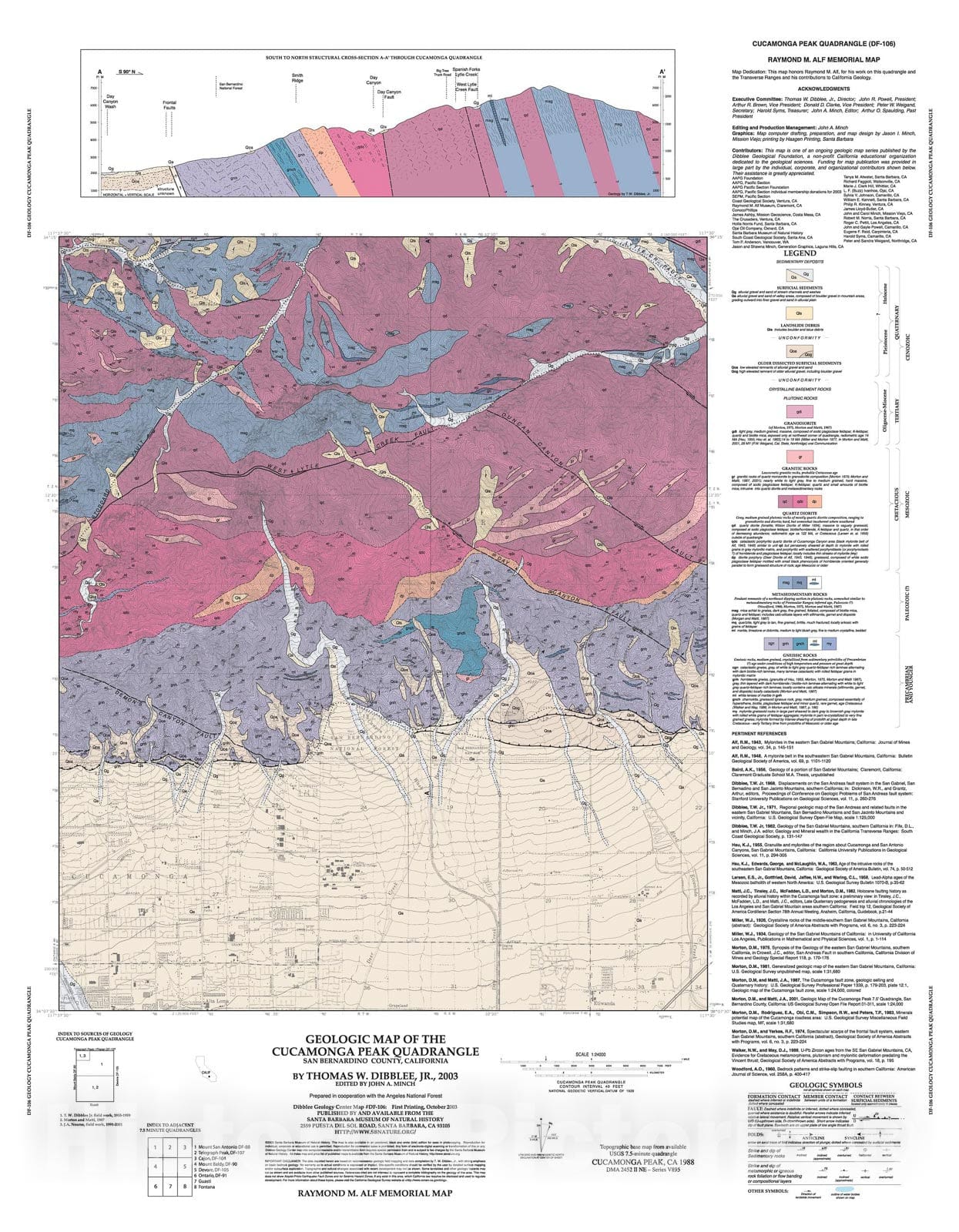 Map : Geologic map of the Cucamonga Peak quadrangle, San Bernardino County, California, 2003 Cartography Wall Art :
