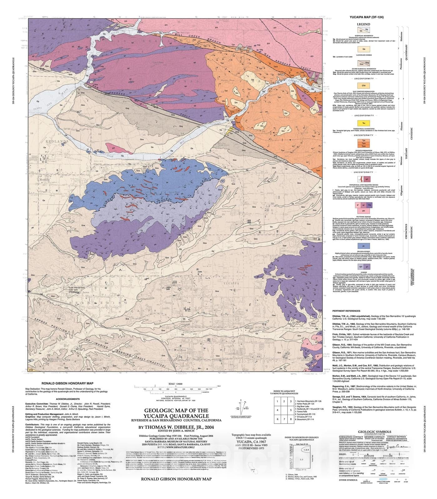Map : Geologic map of the Yucaipa quadrangle, Riverside County, California, 2004 Cartography Wall Art :