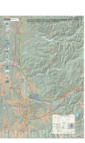 Map : Lifelines and earthquake hazards along the Interstate five urban corridor:  Woodburn, Oregon to Centralia, Washington, 200five Cartography Wall Art :