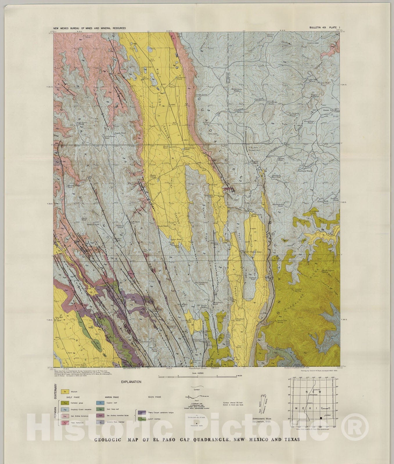 Map : Geologic map of El Paso Gap quadrangle, New Mexico and Texas, 19 ...