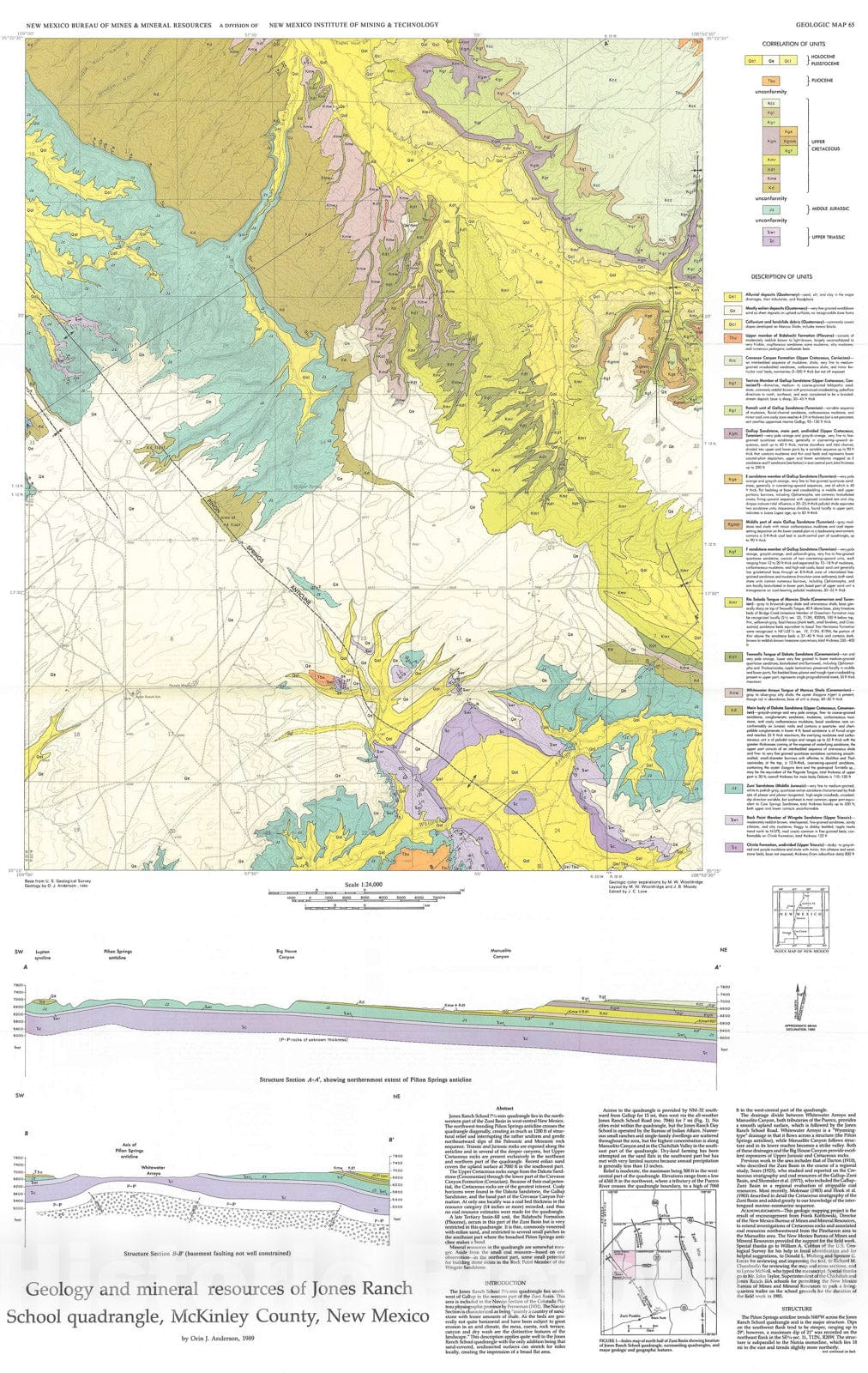 Map : Geology and mineral resources of Jones Ranch School quadrangle ...