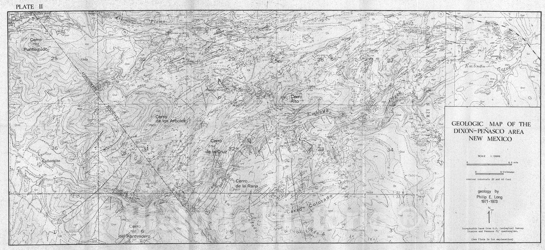 Map : Geologic map of the Dixon-Penasco area, New Mexico [Plate II], 1973 Cartography Wall Art :