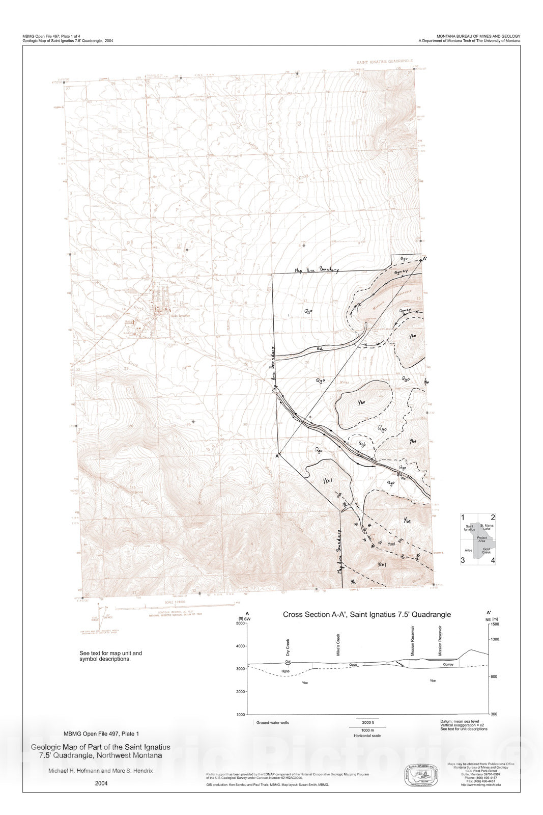 Map : Geologic map of parts of the Arlee, St. Ignatius, Gold Creek, an ...