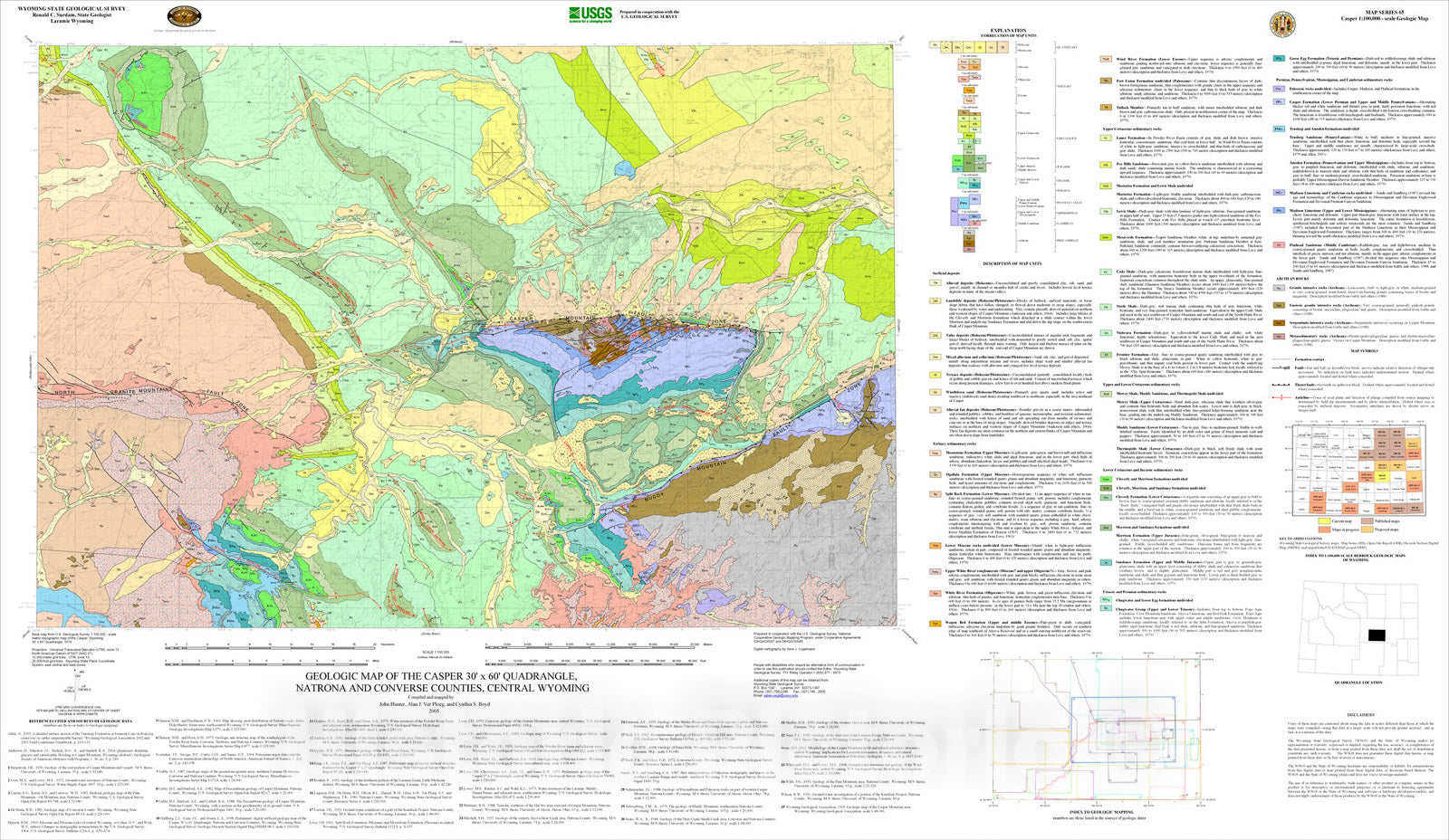 Map : Geologic Map of Casper 30' x 60' Quadrangle, 2005 Cartography Wall Art :