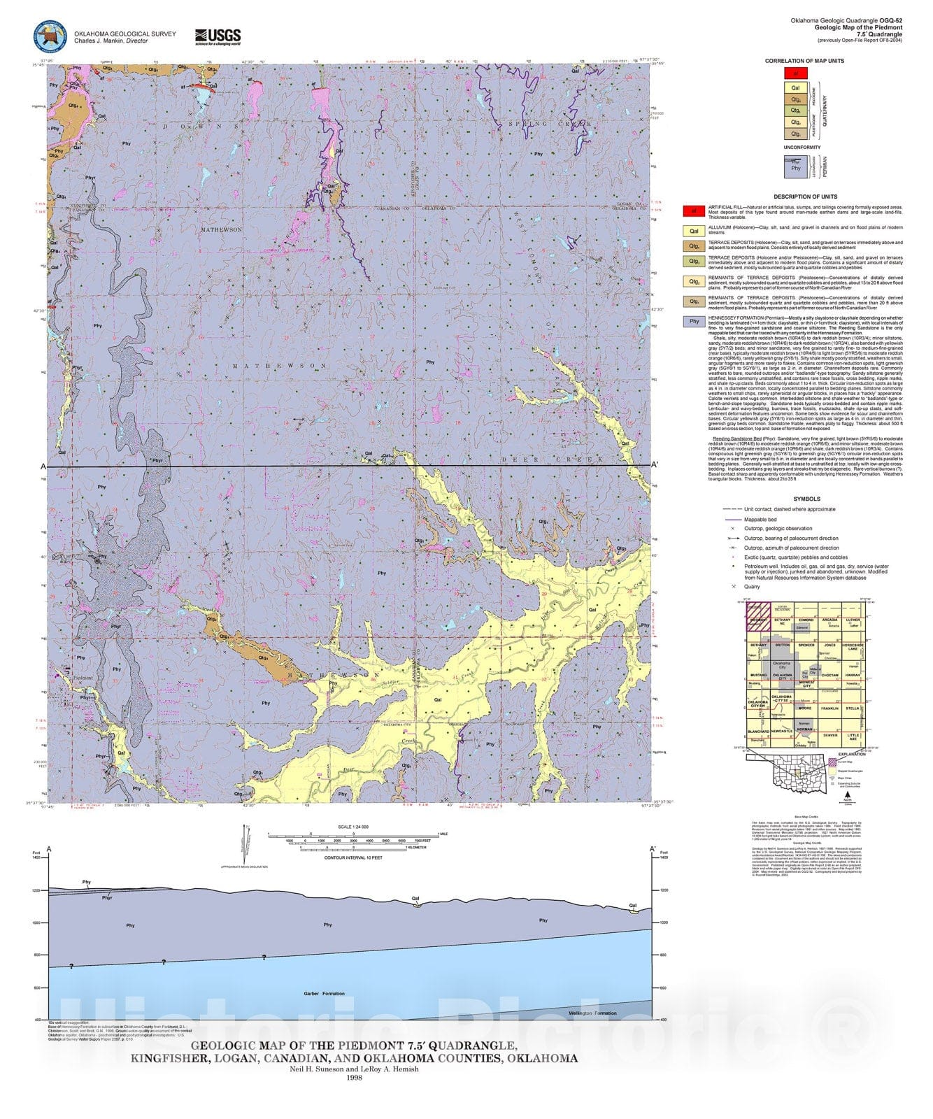 Map : Geologic map of the Piedmont 7.5' quadrangle, 2004 Cartography Wall Art :