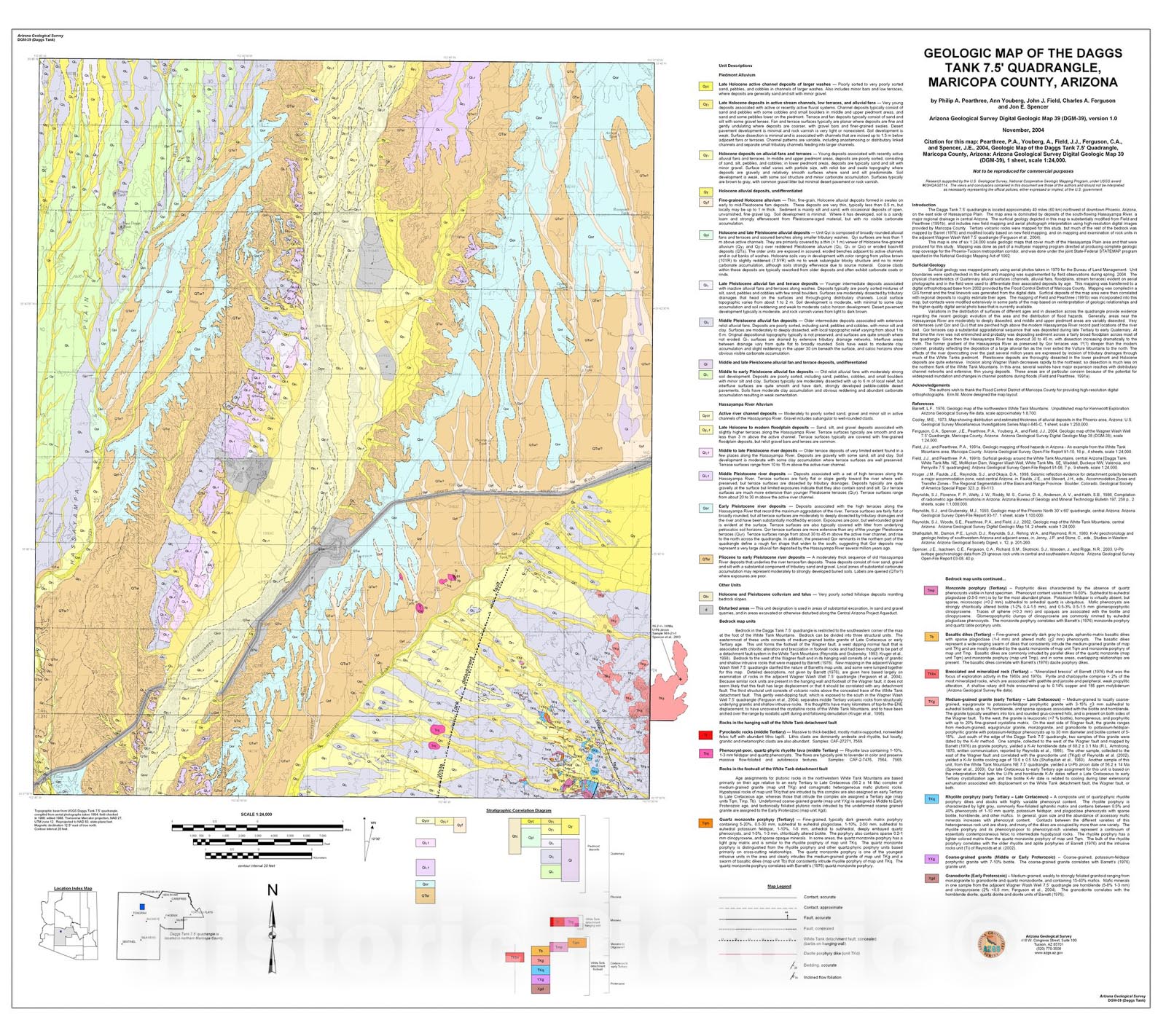 Map : Geologic map of the Daggs Tank 7.5' Quadrangle, Maricopa County, Arizona, 2004 Cartography Wall Art :