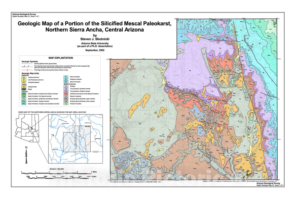 Map : Geologic map of a portion of the Silicified Mescal Paleokarst, n ...