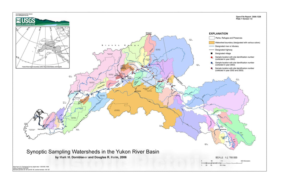 Map : Water and sediment quality of the Yukon River and its tributaries, from Eagle to St. Marys, Alaska, 2002-2003, 2006 Cartography Wall Art :