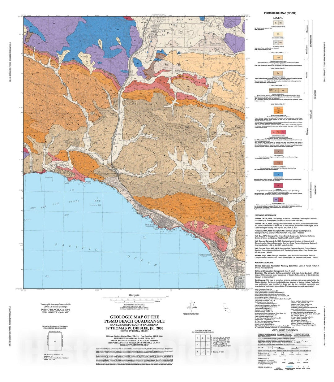Map : Geologic map of the Pismo Beach quadrangle, San Luis Obispo County, California, 2006 Cartography Wall Art :