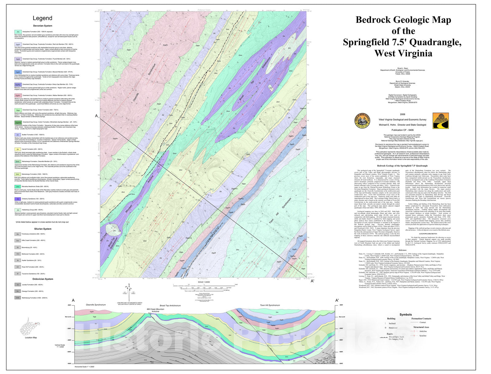 Map : Bedrock Geologic Map of the Springfield 7.5' Quadrangle, West Vi ...