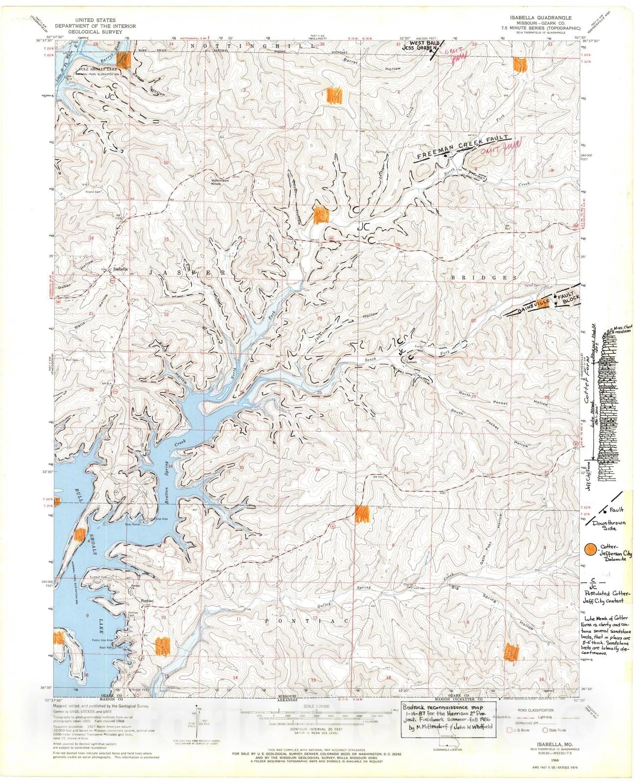 Map Reconnaissance bedrock geologic map of the Isabella seven 1/2' q