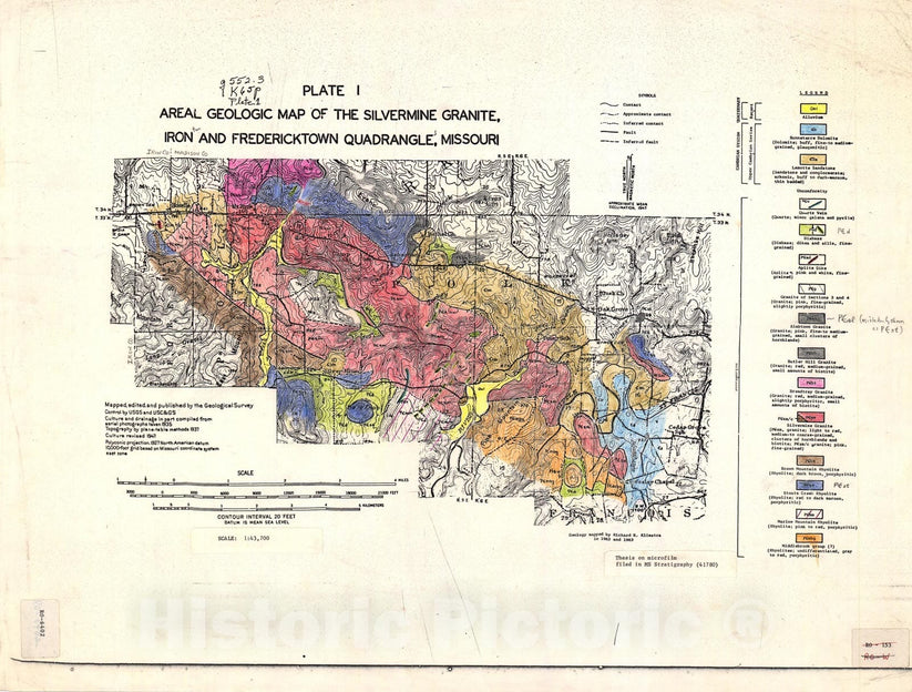 Map : Areal geologic map of the Silvermine Granite in the Ironton and ...