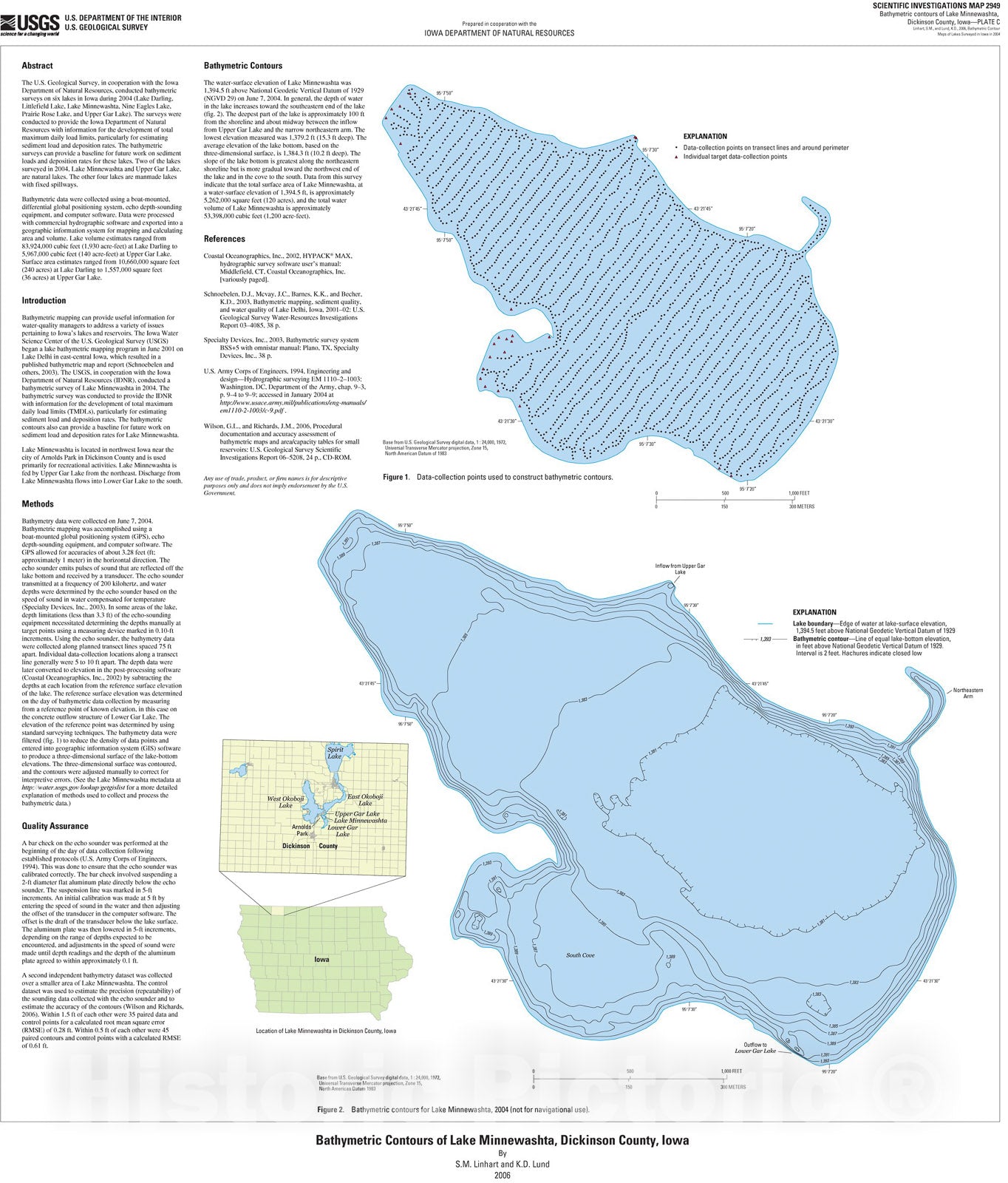 Map Bathymetric contour maps of lakes surveyed in Iowa in 2004 [Lake