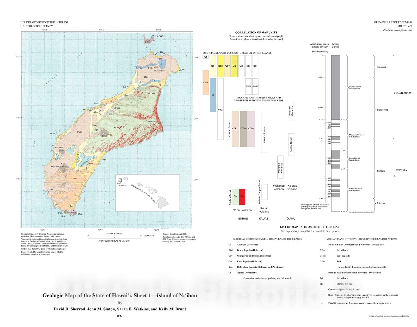 Map : Geologic map of the State of Hawai'i [Map of Island of Hawaii (scale 250,000) <a href="proddesc_81277.htm" target="_blank">also available</a>], 2007 Cartography Wall Art :