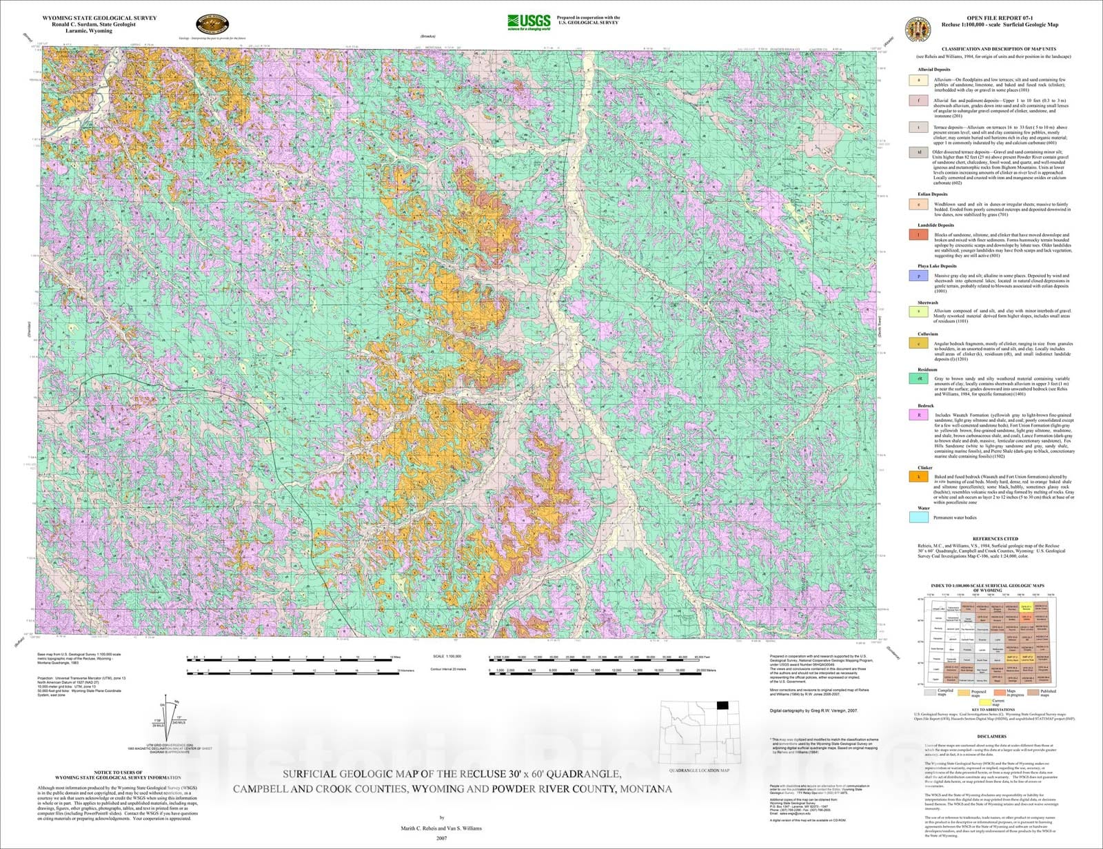 Map : Surficial geologic map of the Recluse 30' x 60' Quadrangle, Camp ...