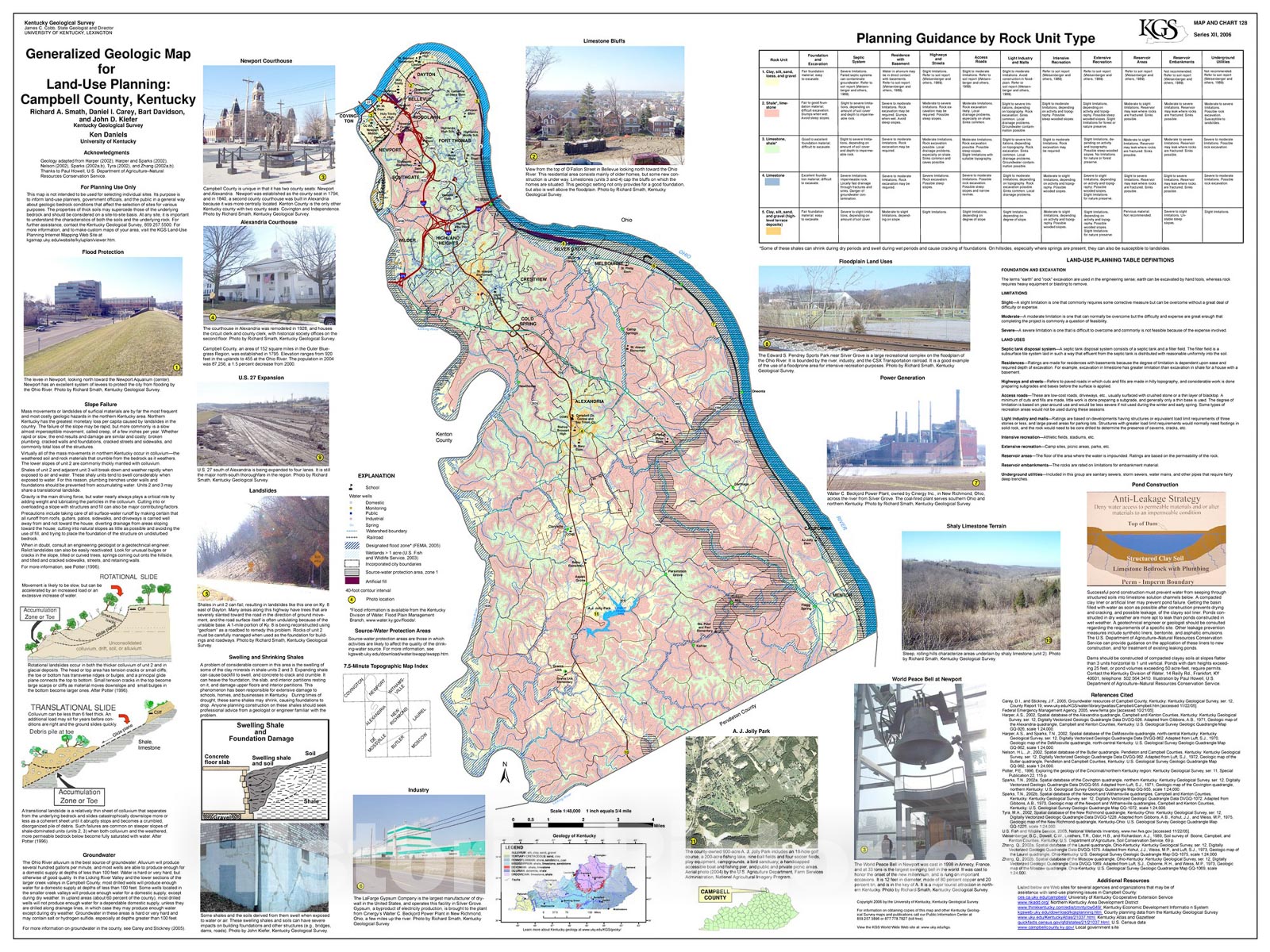 Map : Generalized geologic map for land-use planning: Campbell County, Kentucky, 2006 Cartography Wall Art :