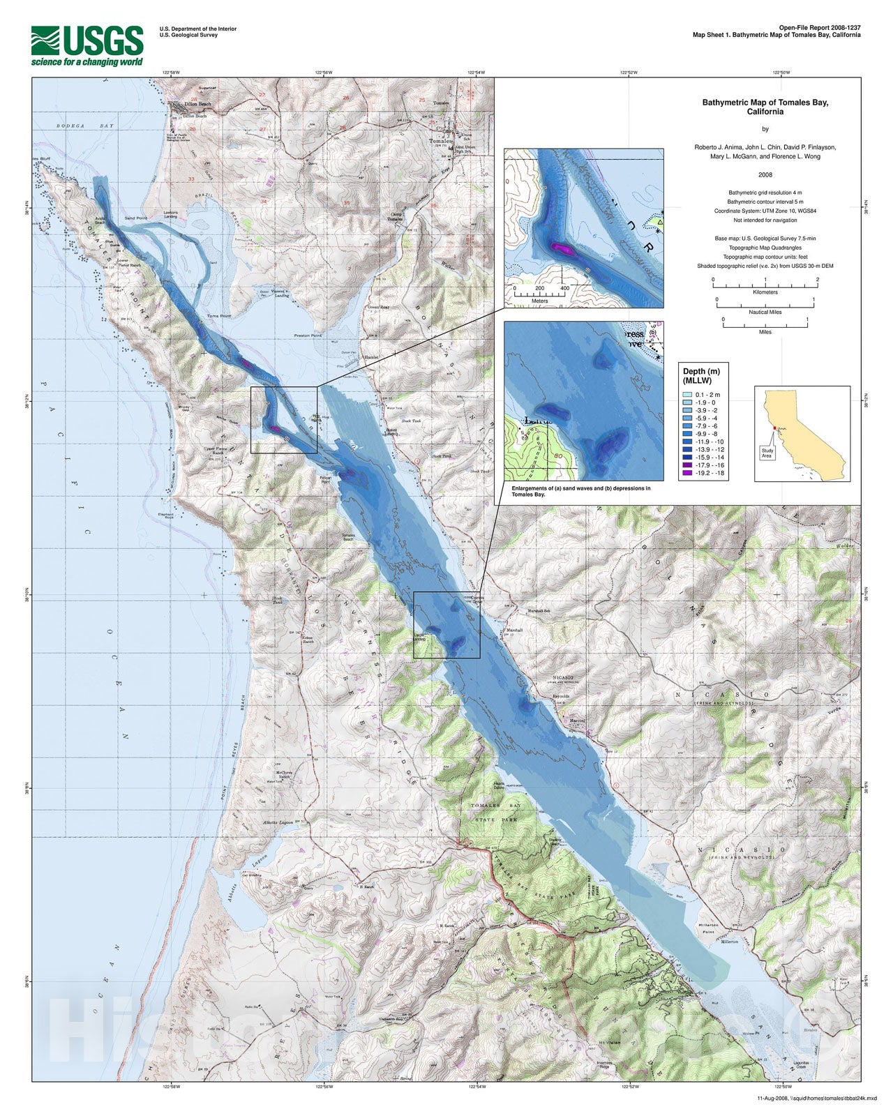 Map Interferometric sidescan bathymetry, sediment and foraminiferal