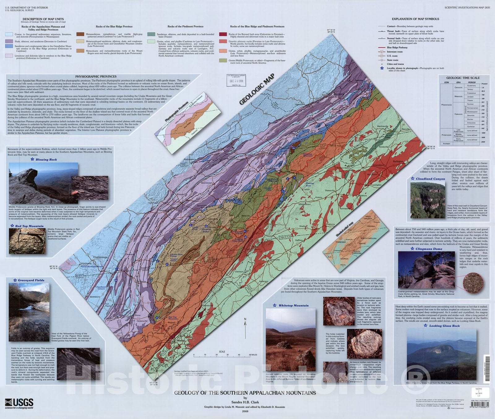 Map : Geology of the southern Appalachian Mountains, 2008 Cartography ...