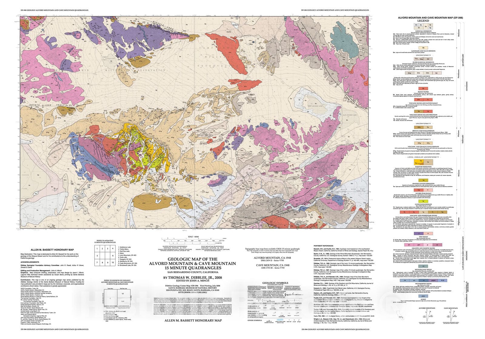 Map : Geologic map of the Alvord Mountain & Cave Mountain fifteen minute quadrangles, San Bernardino County, California, 2008 Cartography Wall Art :