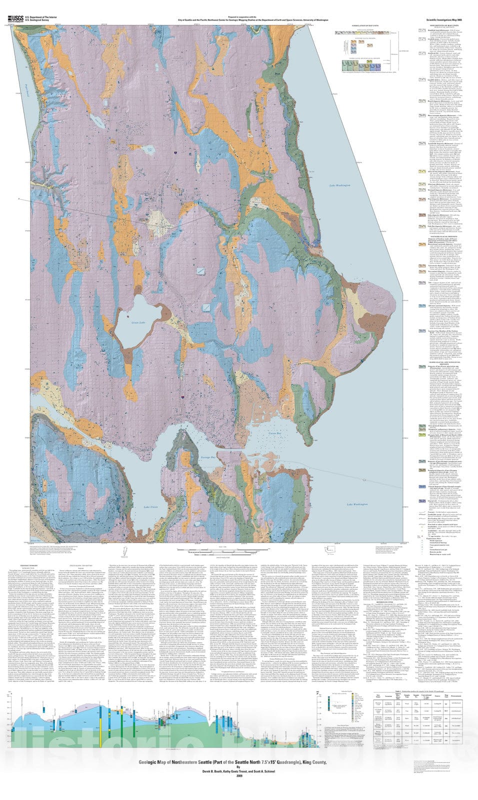 Seattle Geologic Map Map : Geologic map of northeastern Seattle (part of the Seattle North ...