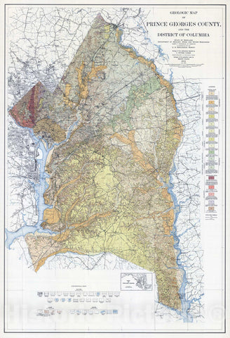 Map : Geologic map of Prince Georges County [Maryland] and the District of Columbia, 1951 Cartography Wall Art :