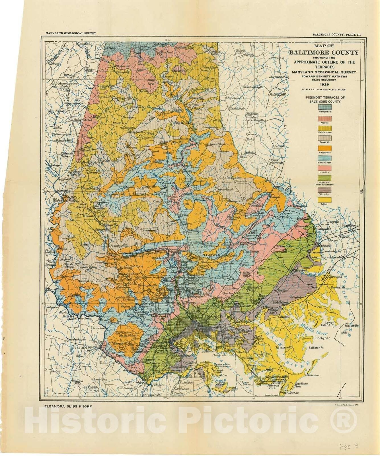 Map : The physical features of Baltimore County [Maryland], 1929 Cartography Wall Art :