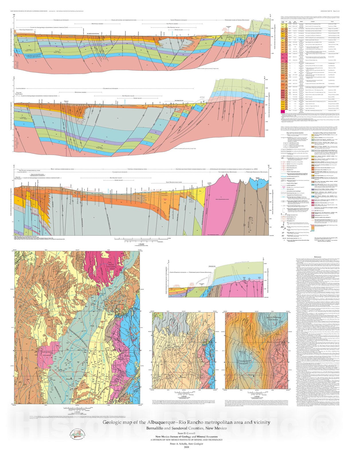 Map : Geologic map of the Albuquerque - Rio Rancho metropolitan area and vicinity, Bernalillo and Sandoval counties, New Mexico, 2008 Cartography Wall Art :