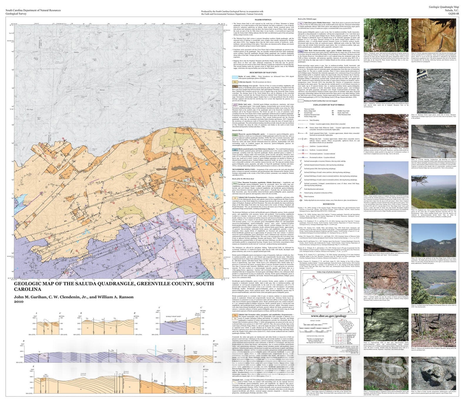 Map : Geologic map of the Saluda quadrangle, Greenville County, South Carolina, 2010 Cartography Wall Art :