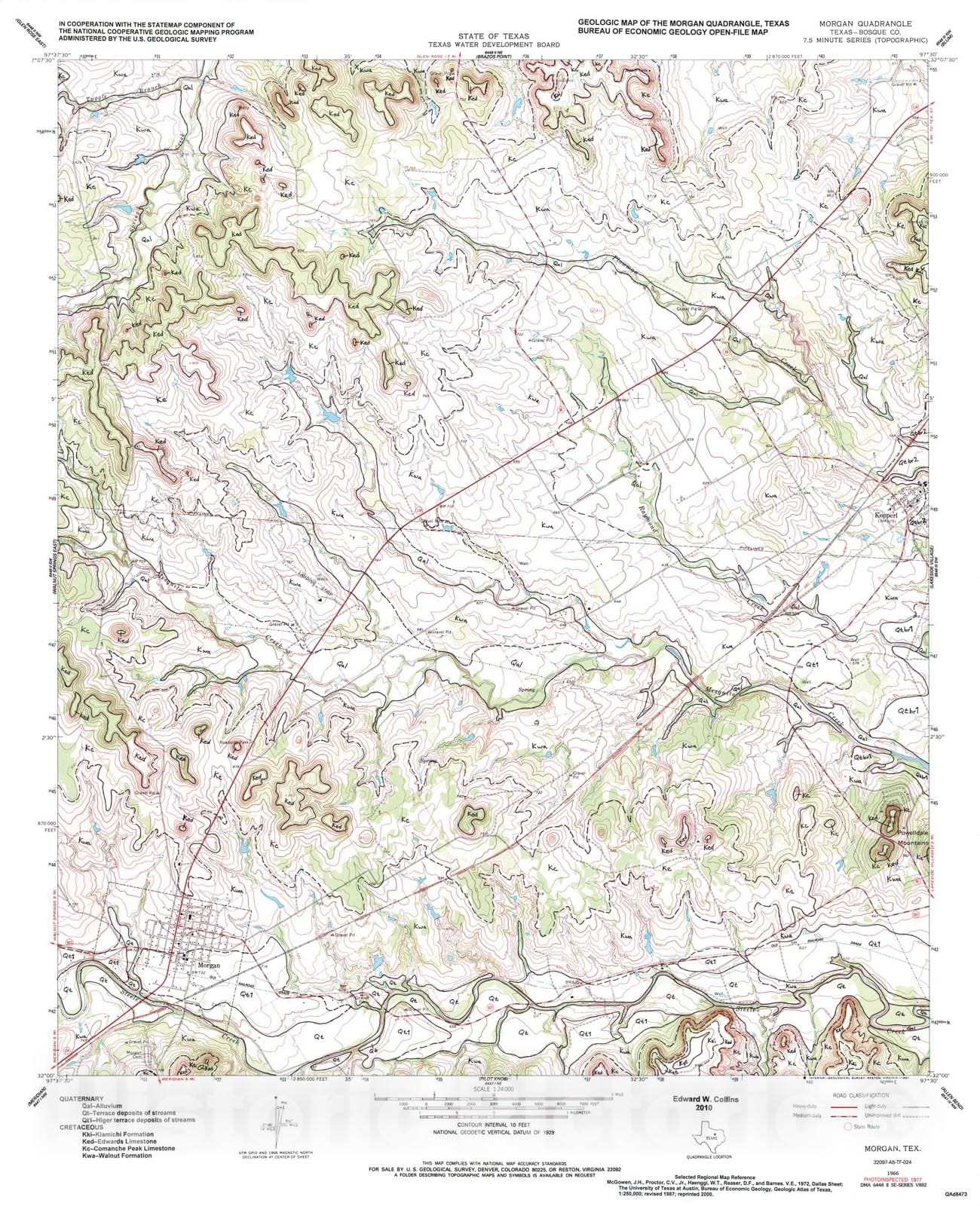 Map : Geologic map of the Morgan quadrangle, Texas, 2009 Cartography Wall Art :