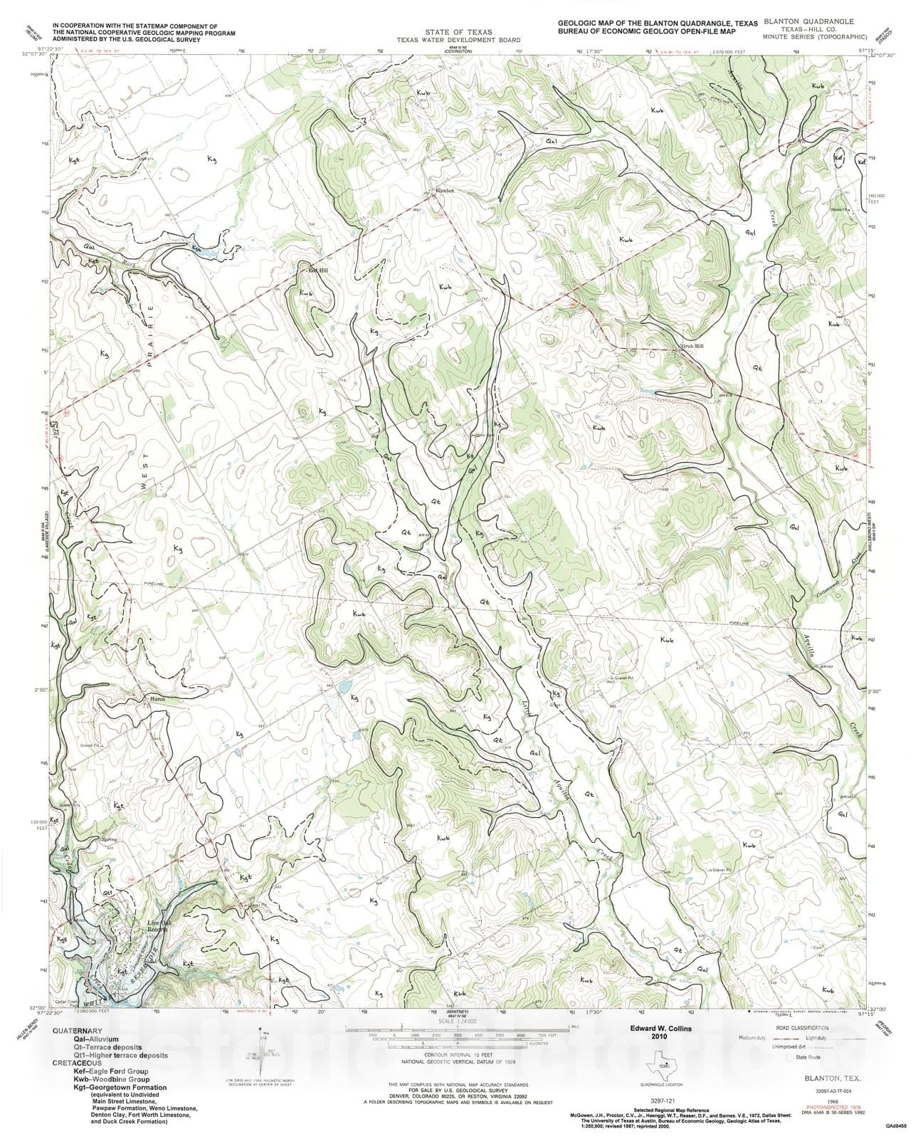 Map : Geologic map of the Blanton quadrangle, Texas, 2010 Cartography Wall Art :