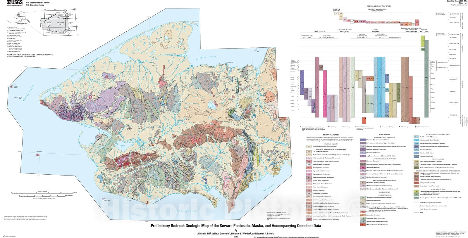 Map : Preliminary bedrock geologic map of the Seward Peninsula, Alaska, and accompanying conodont data, 2010 Cartography Wall Art :