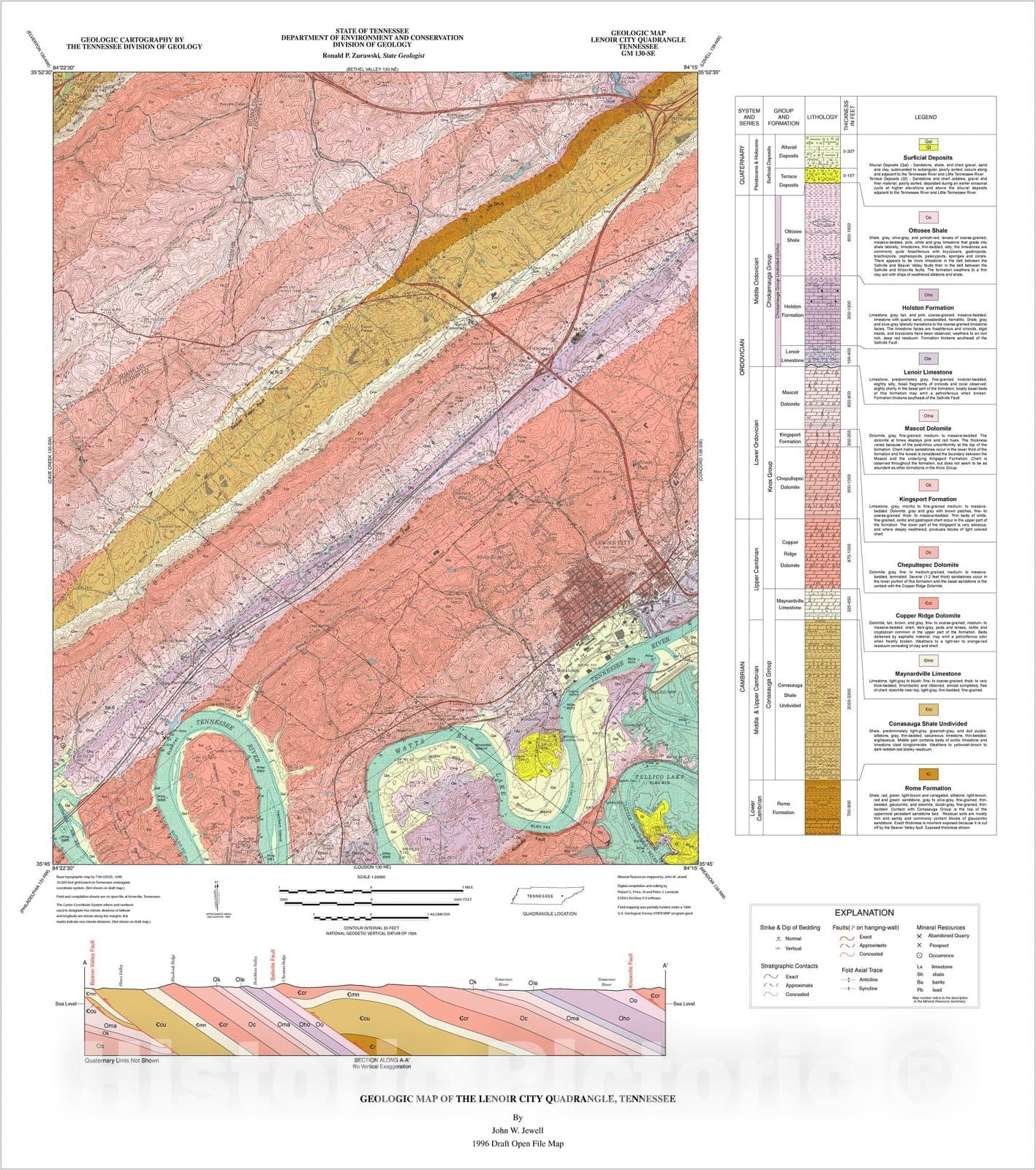 Map : Geologic Map and Mineral Resources Summary of the Lenoir City Qu ...