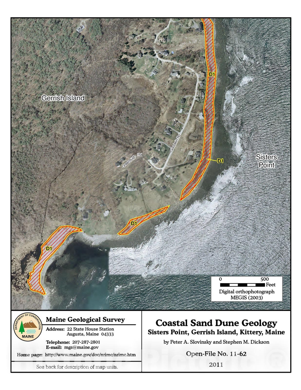 Map : Coastal Sand Dune Geology: Sisters Point, Gerrish Island, Kittery, Maine, 2011 Cartography Wall Art :