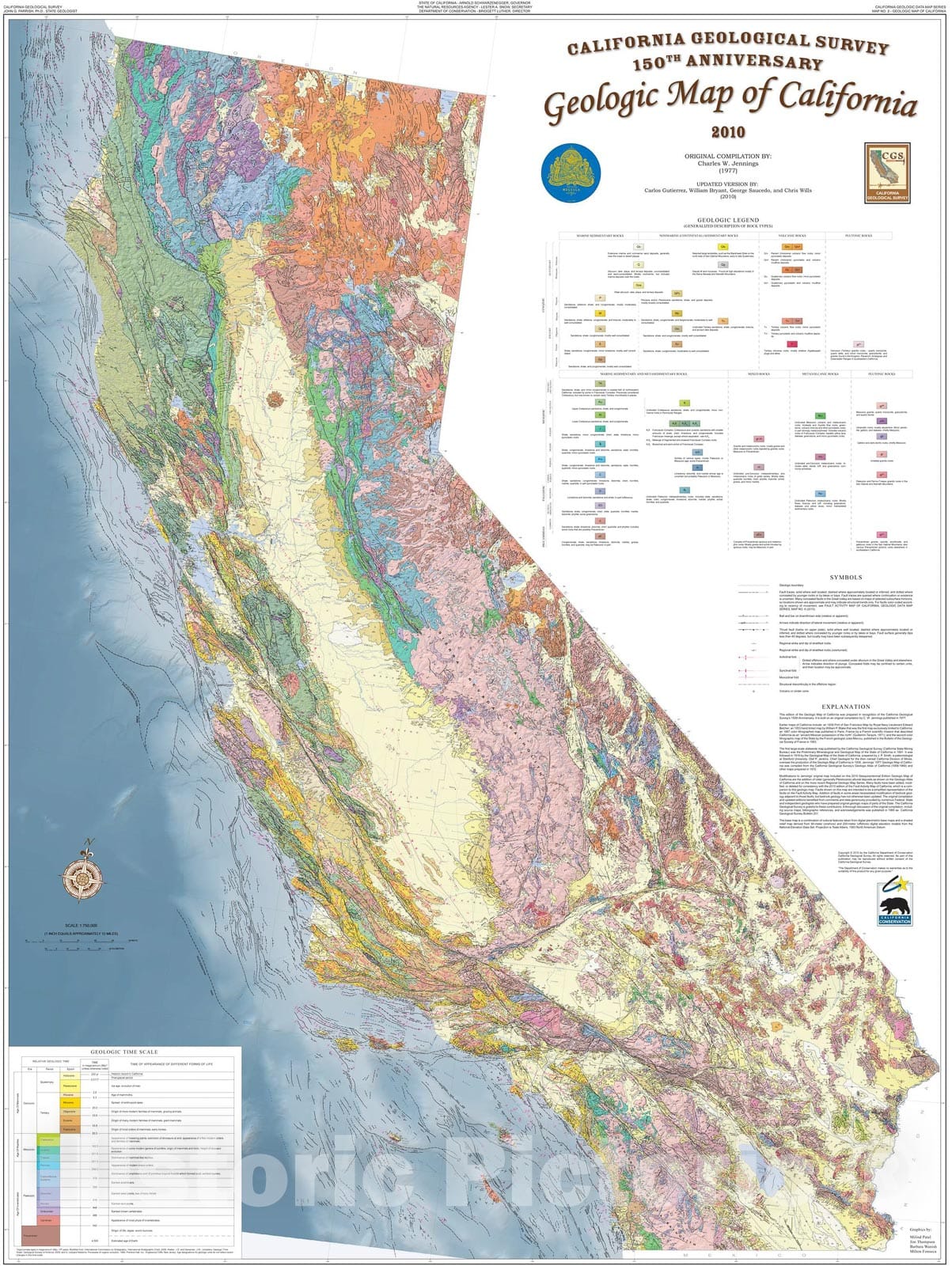 Map : Geologic map of California, 2010 Cartography Wall Art :
